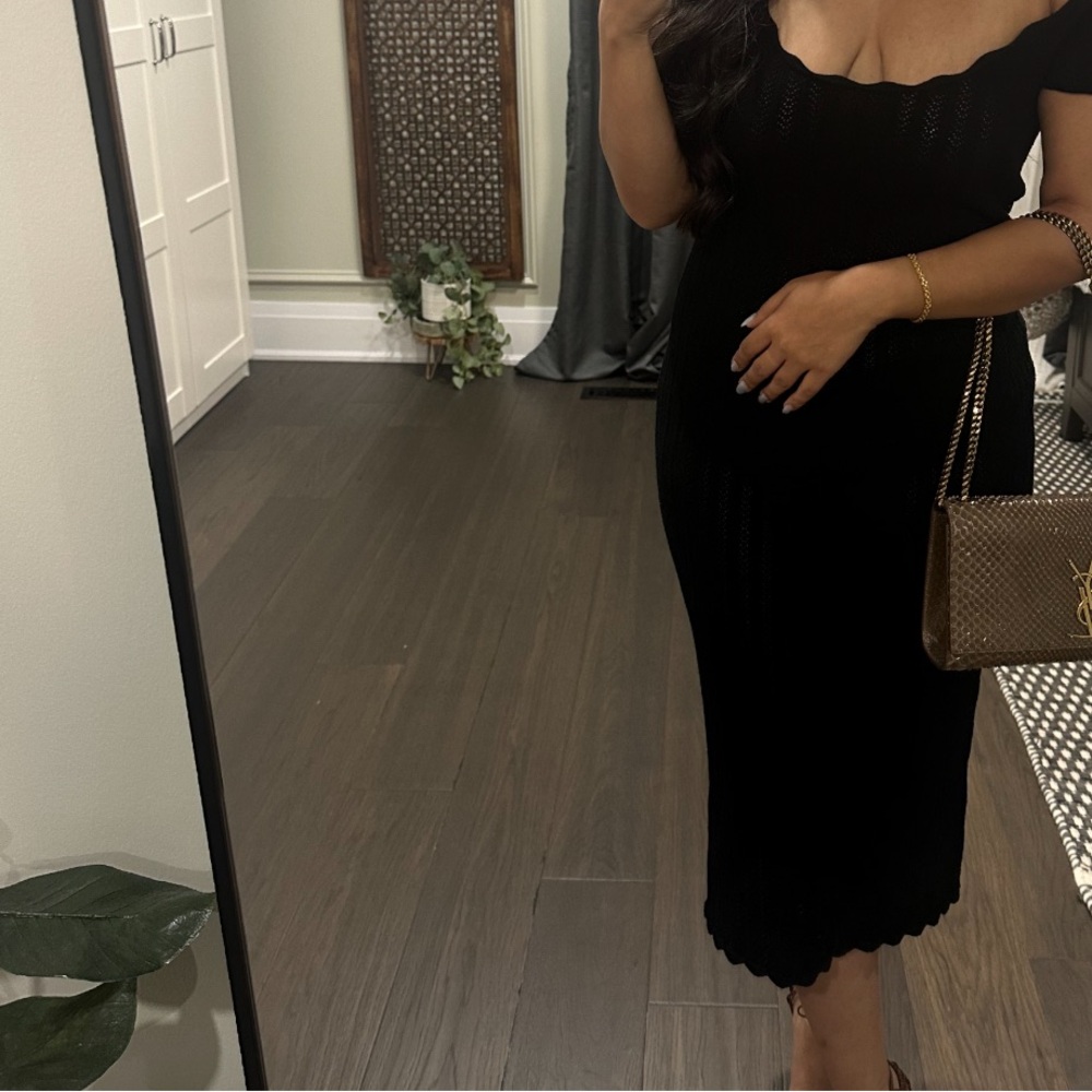 Aritzia Black Off-Shoulder Midi Dress